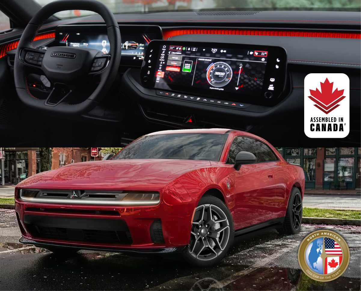 Charger interior and exterior. Assembled in Canada logo#
