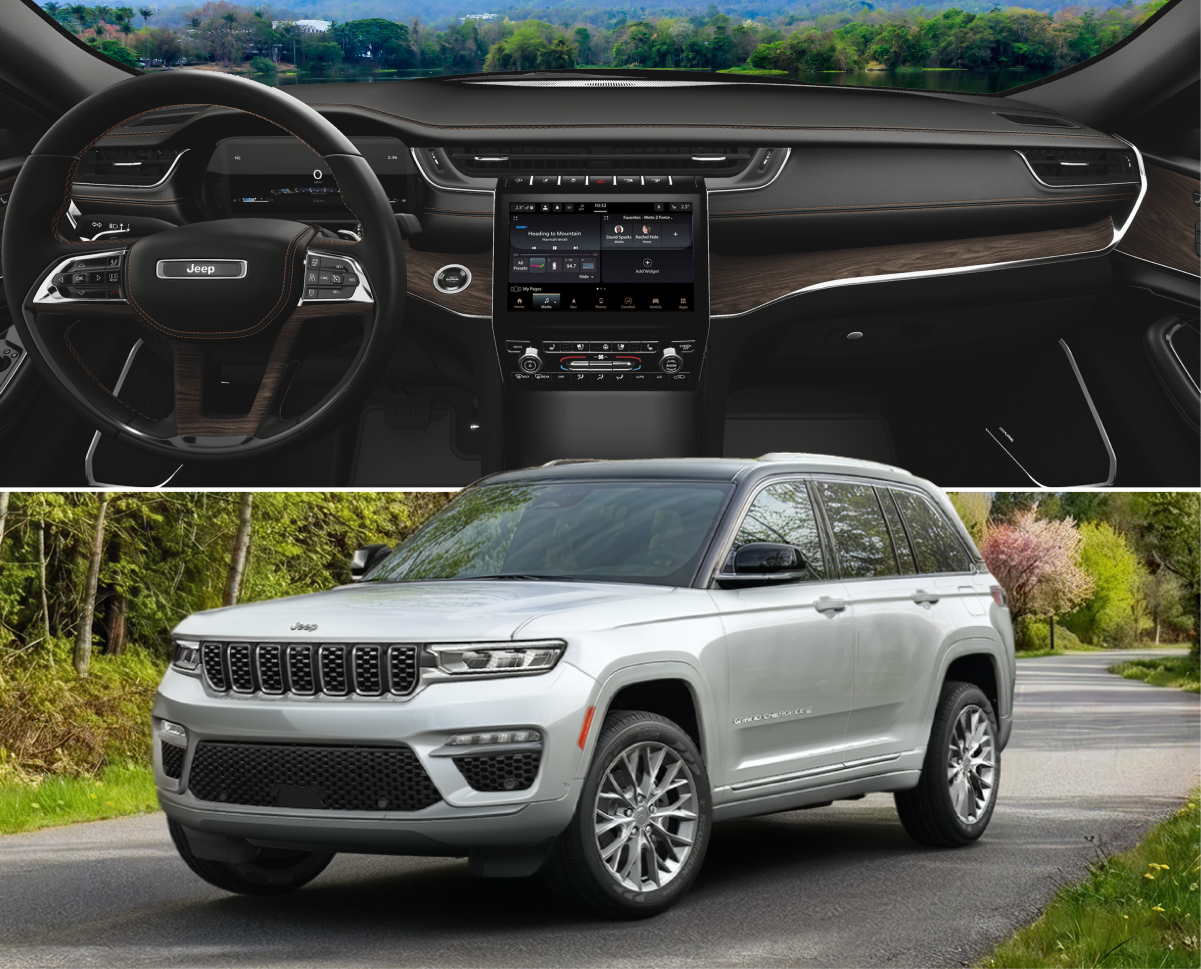 Grand Cherokee interior and exterior.